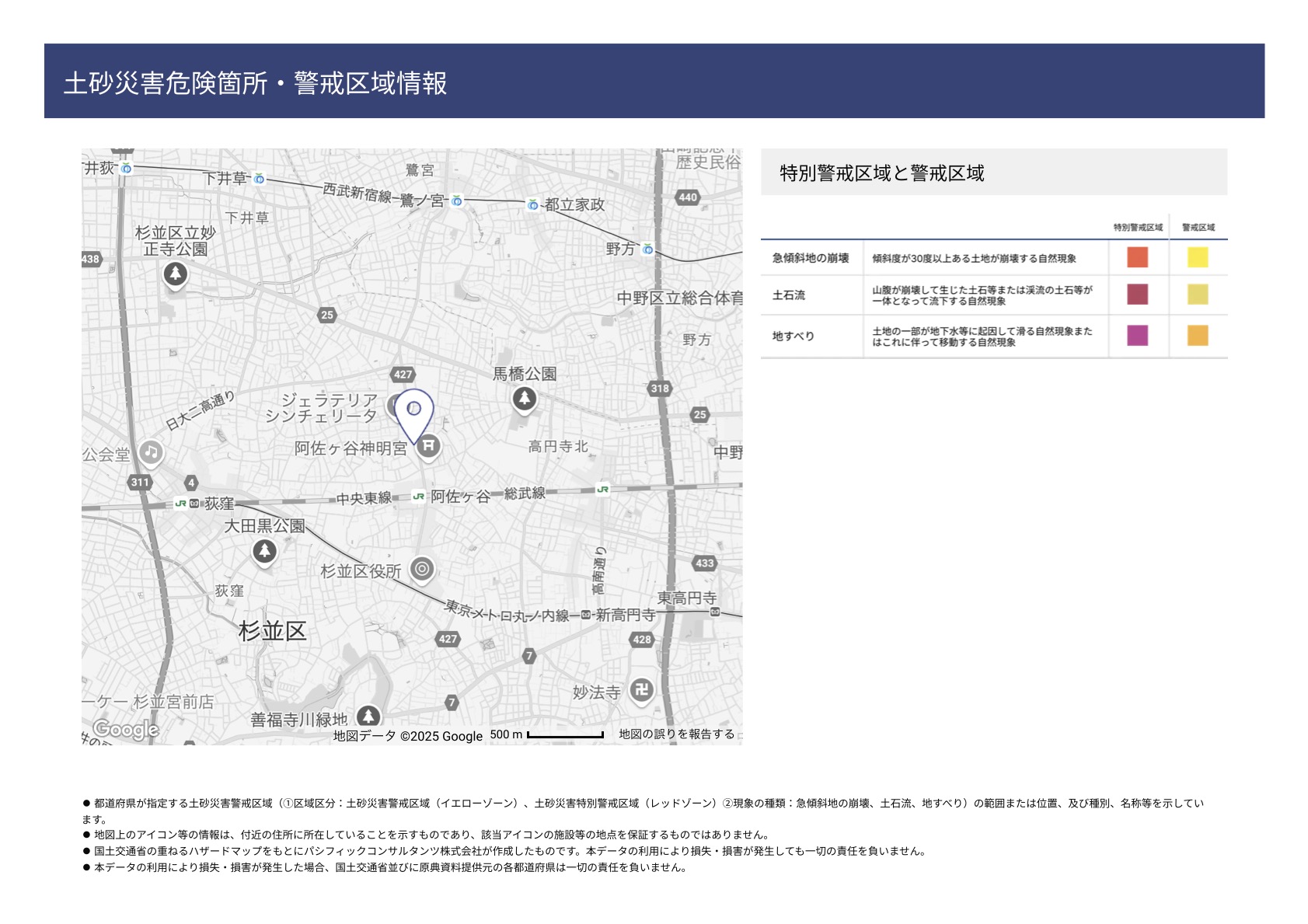 土砂災害危険箇所・警戒区域情報